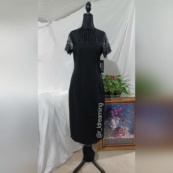 NWT Hyacinth House Tuckernuck Black Lace Agatha Midi Dress Size Small - Picture 2 of 10